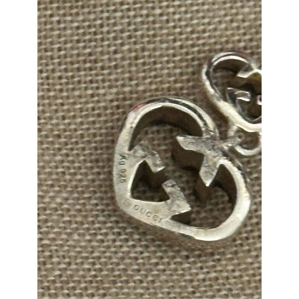 Gucci‎ Sterling Silver Love Britt G Heart Drop Earrings - Picture 5 of 5